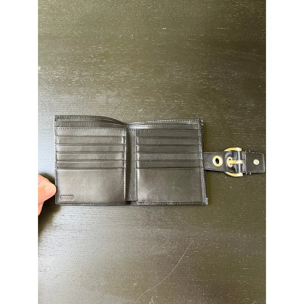 Coach Soho Black Jacquard Signature Buckle Bifold Wallet Vintage Y2K